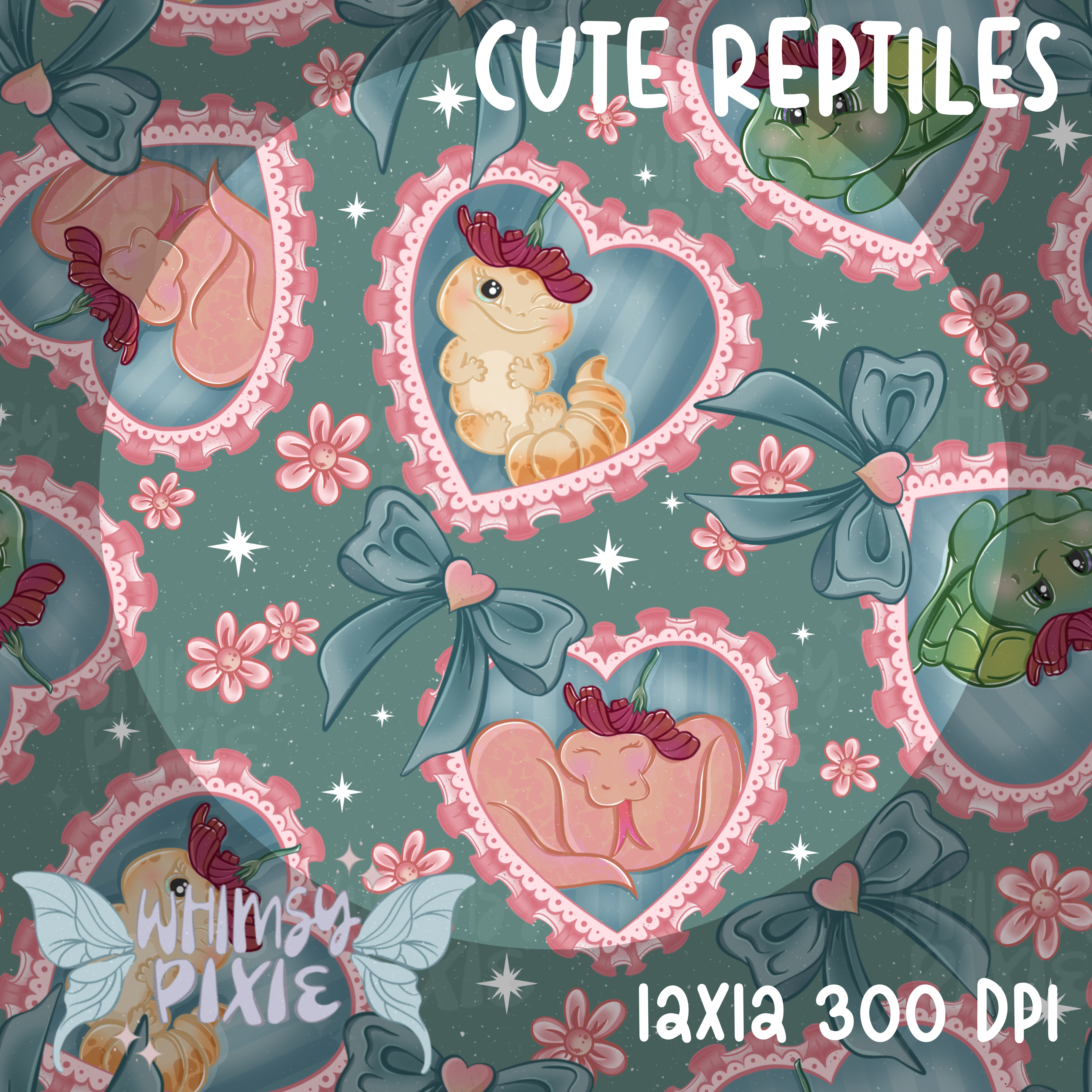 Cute Reptiles Dusty Teal