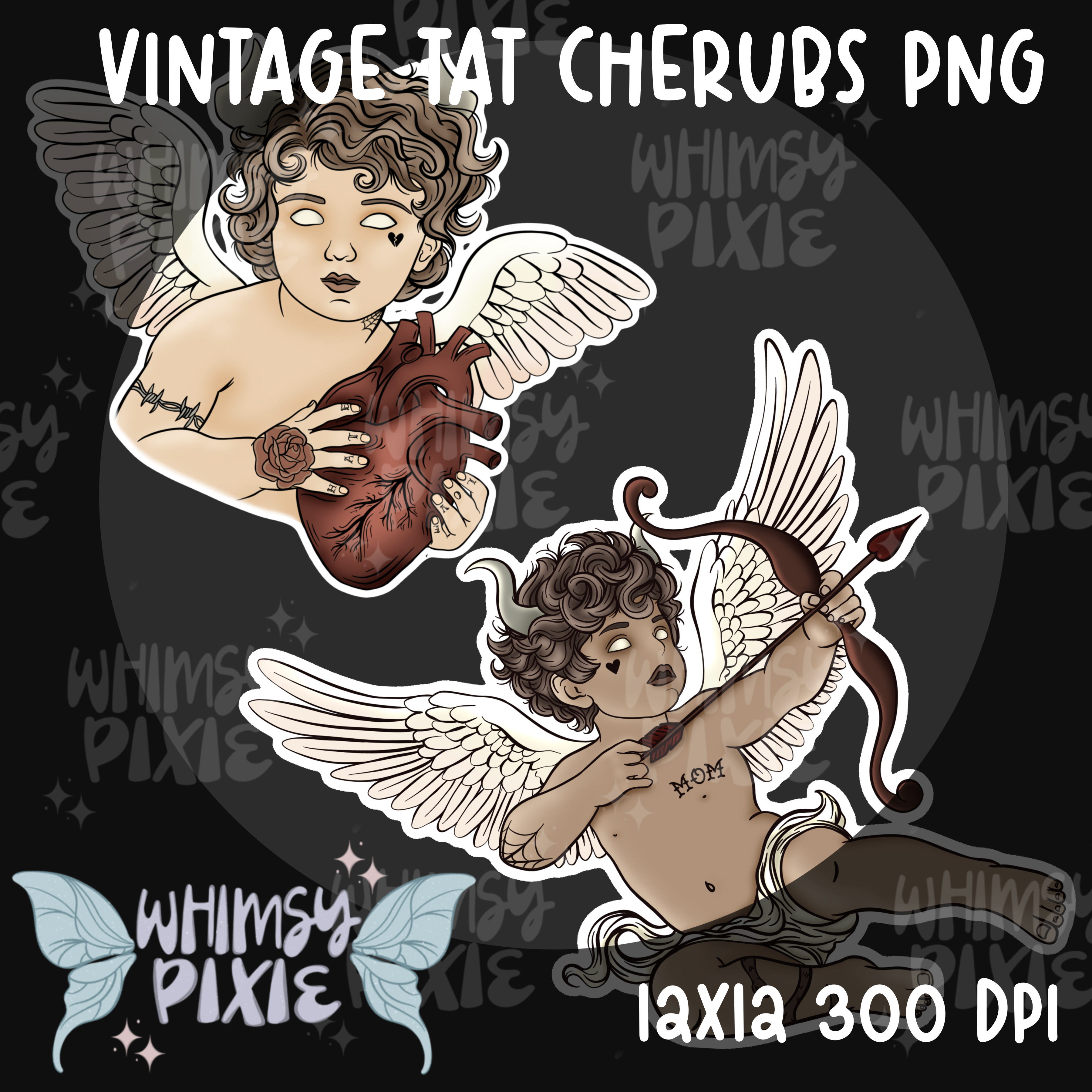 Vintage Tatted Cherubs PNG