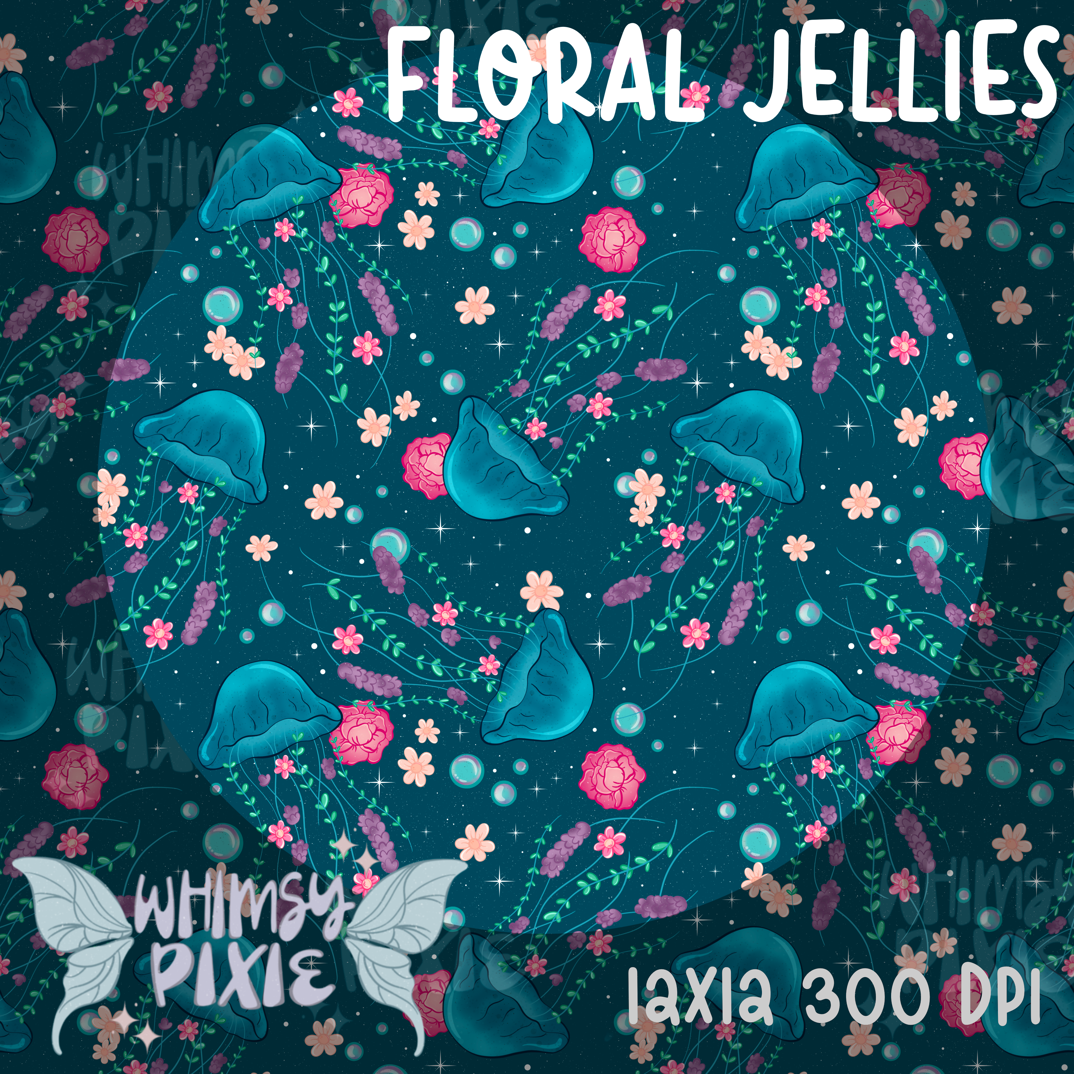 Floral Jellies Dark Aqua