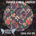 Framed Floral Gardens Purple
