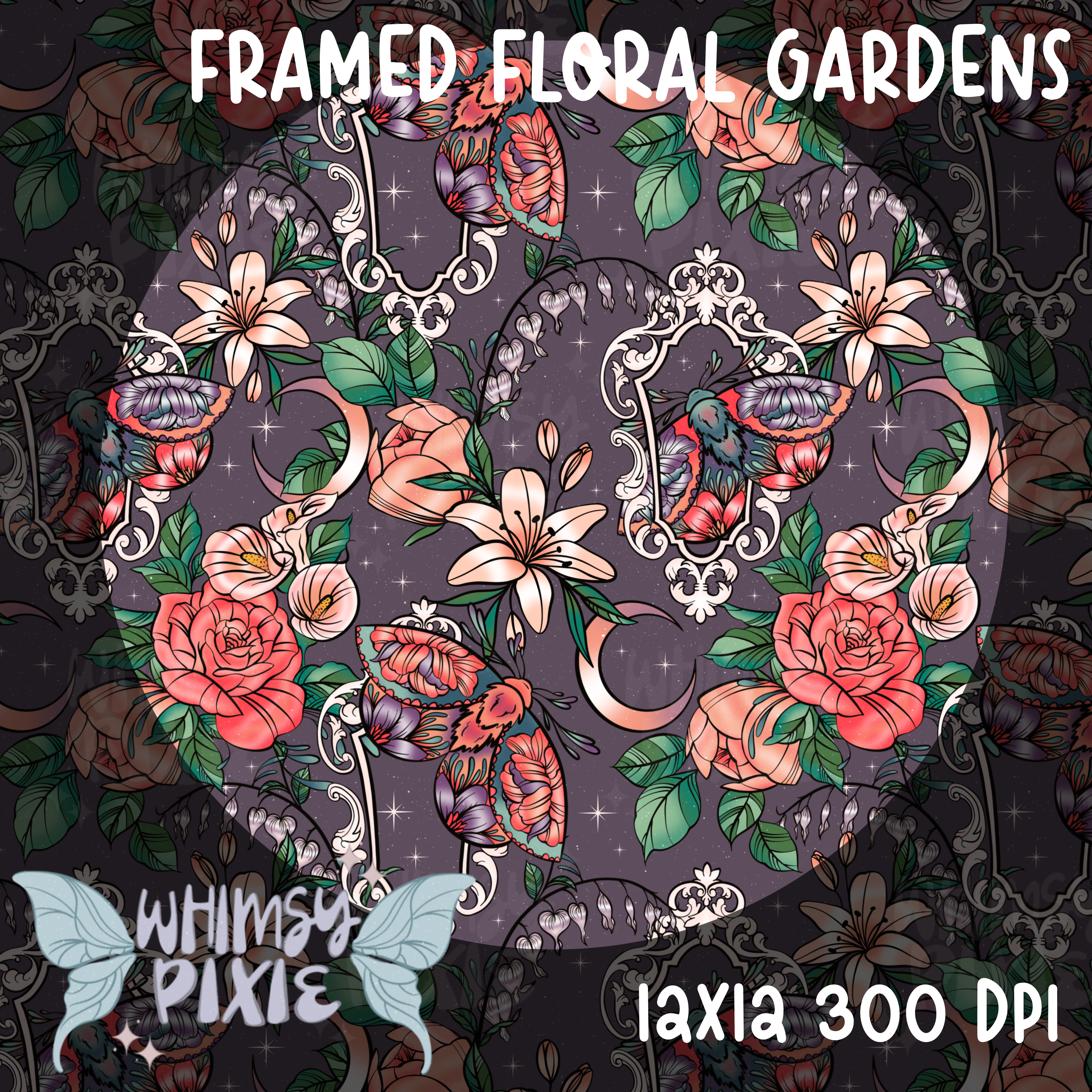 Framed Floral Gardens Purple