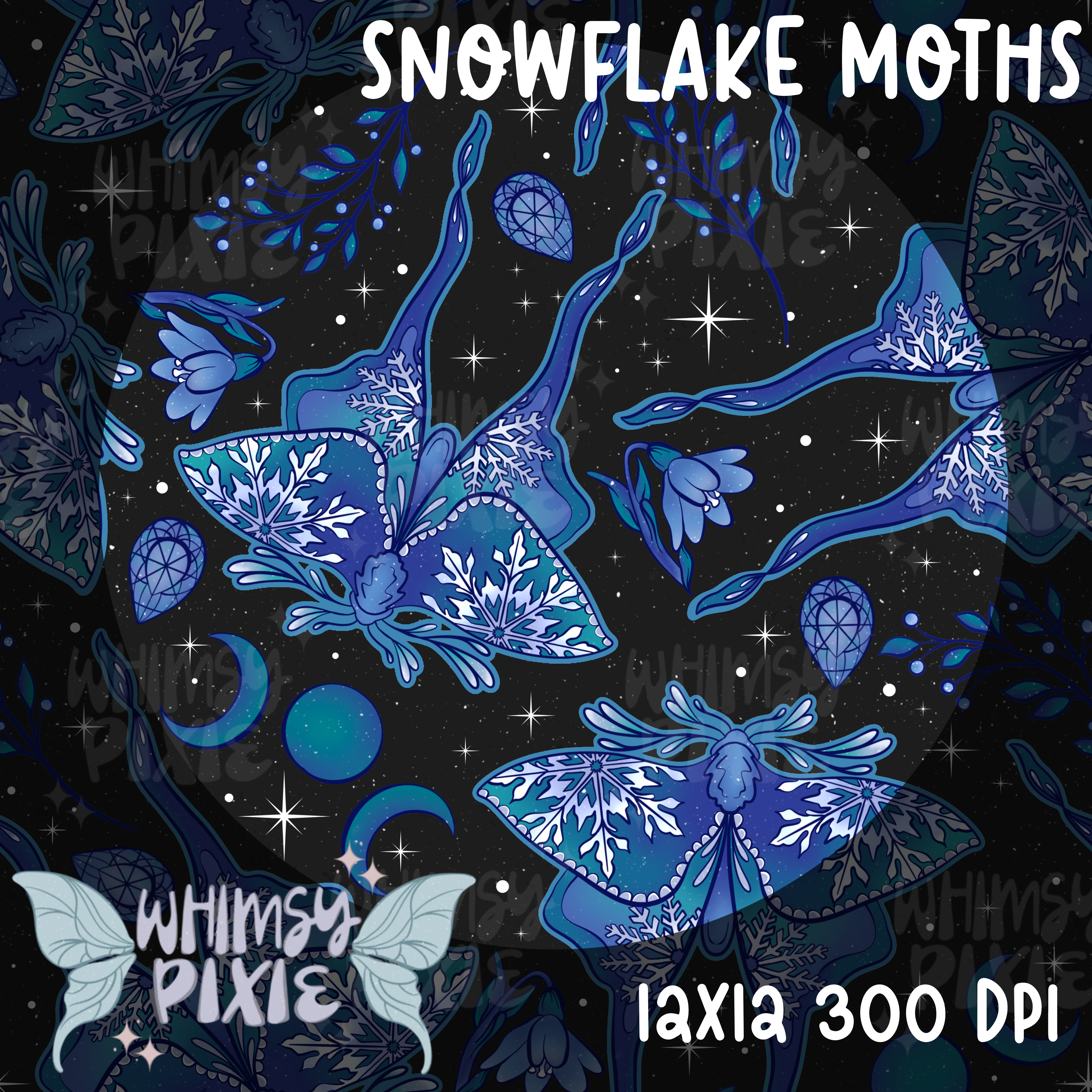 Snowflake Moths Charcoal