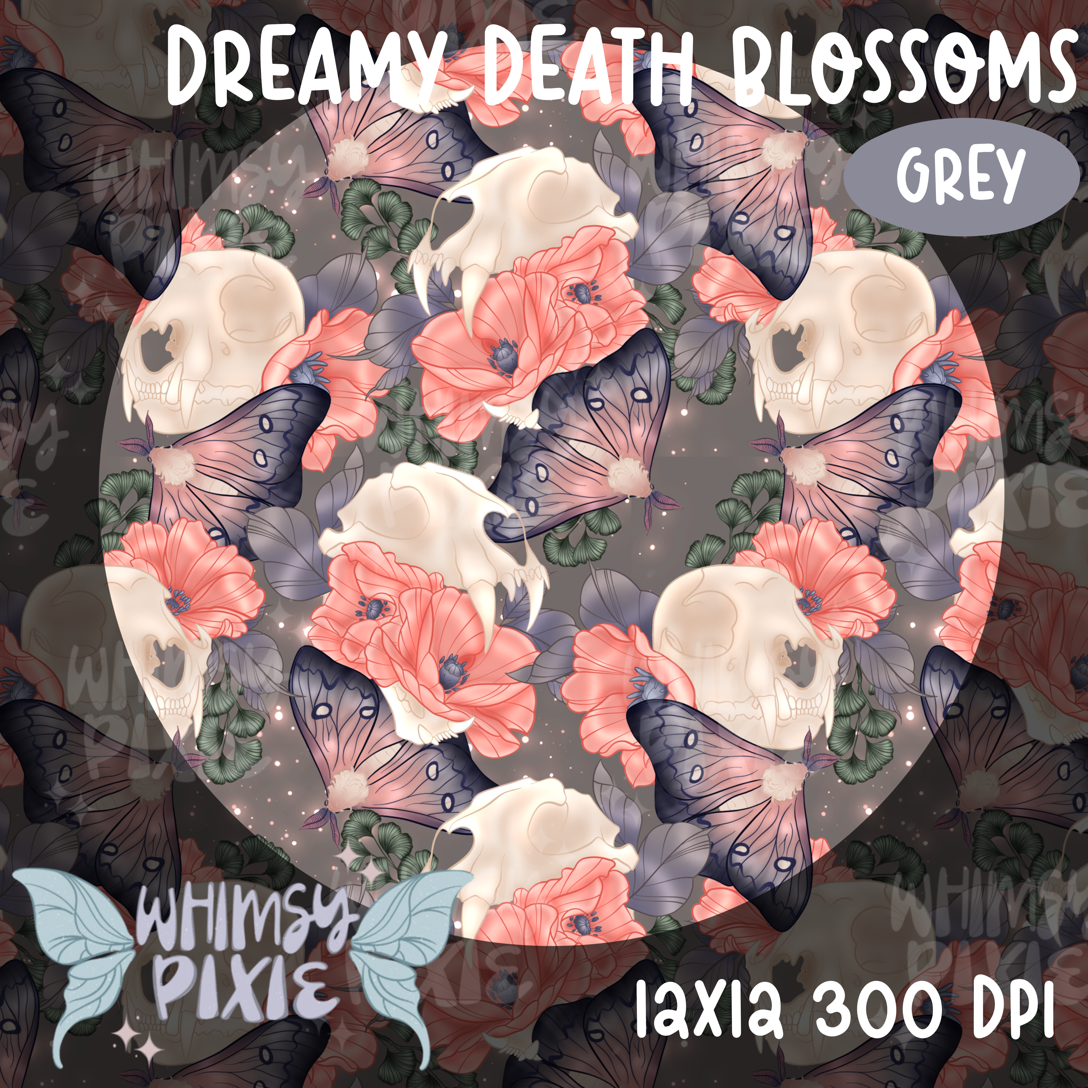 Dreamy Death Blossoms Grey